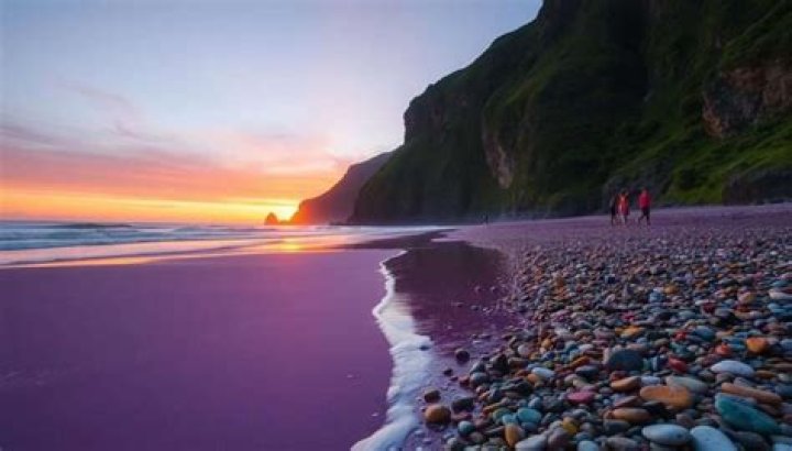 Where is a purple sand beach?